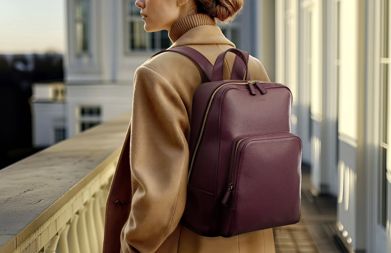 Rucksack Aubergine Adri Leder Rucksack Aubergine Adri Leder